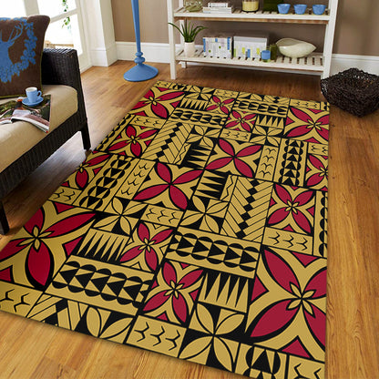 Samoa Area Rug Siapo Design Tribal Pattern Yellow-Myprintsy