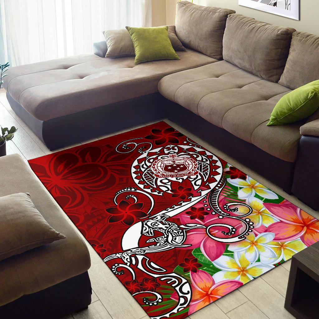 Samoa Area Rug - Turtle Plumeria (Red)-Myprintsy