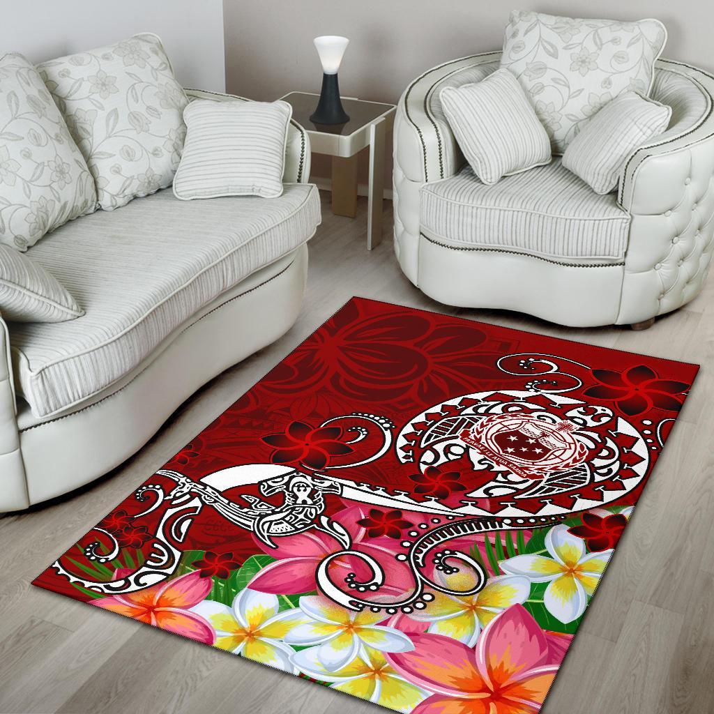 Samoa Area Rug - Turtle Plumeria (Red)-Myprintsy