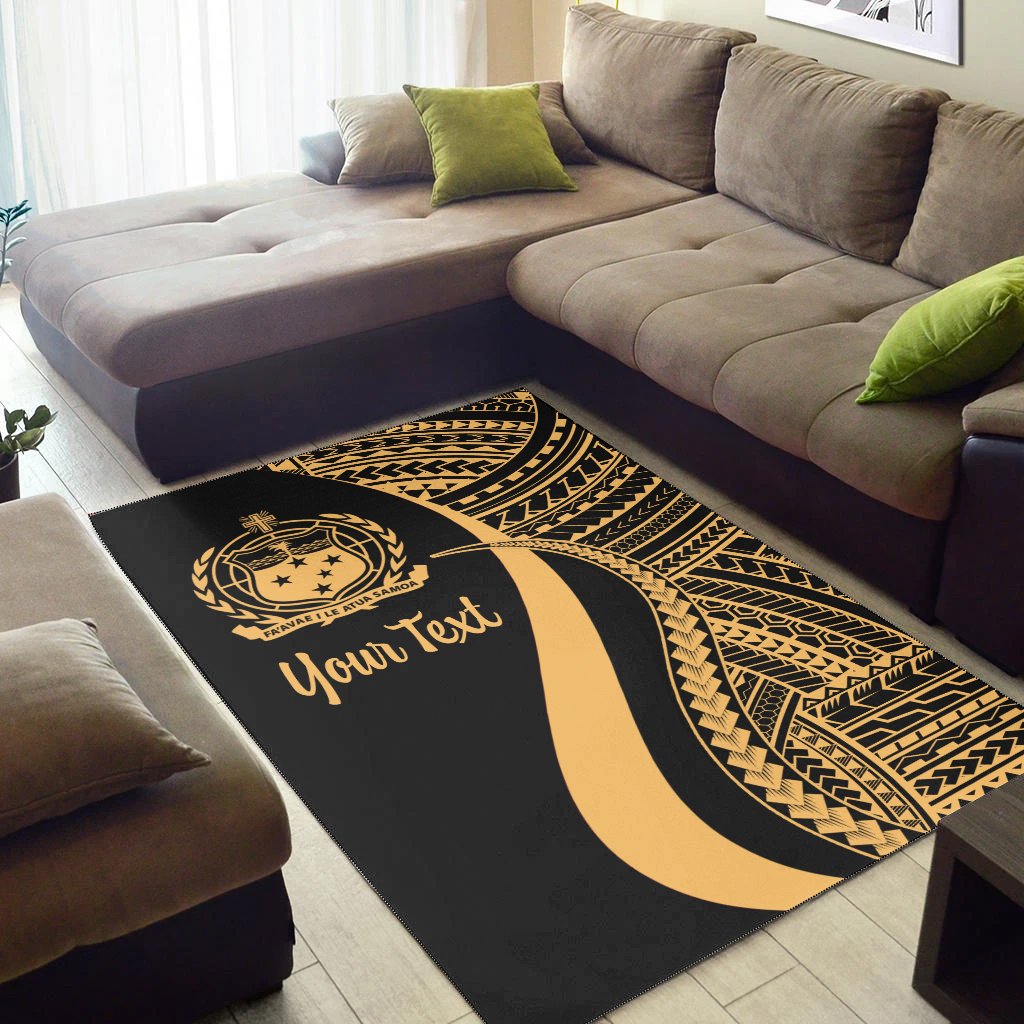 Samoa Custom Personalised Area Rug - Gold Polynesian Tentacle Tribal Pattern-Myprintsy