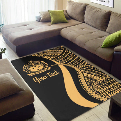 Samoa Custom Personalised Area Rug - Gold Polynesian Tentacle Tribal Pattern-Myprintsy
