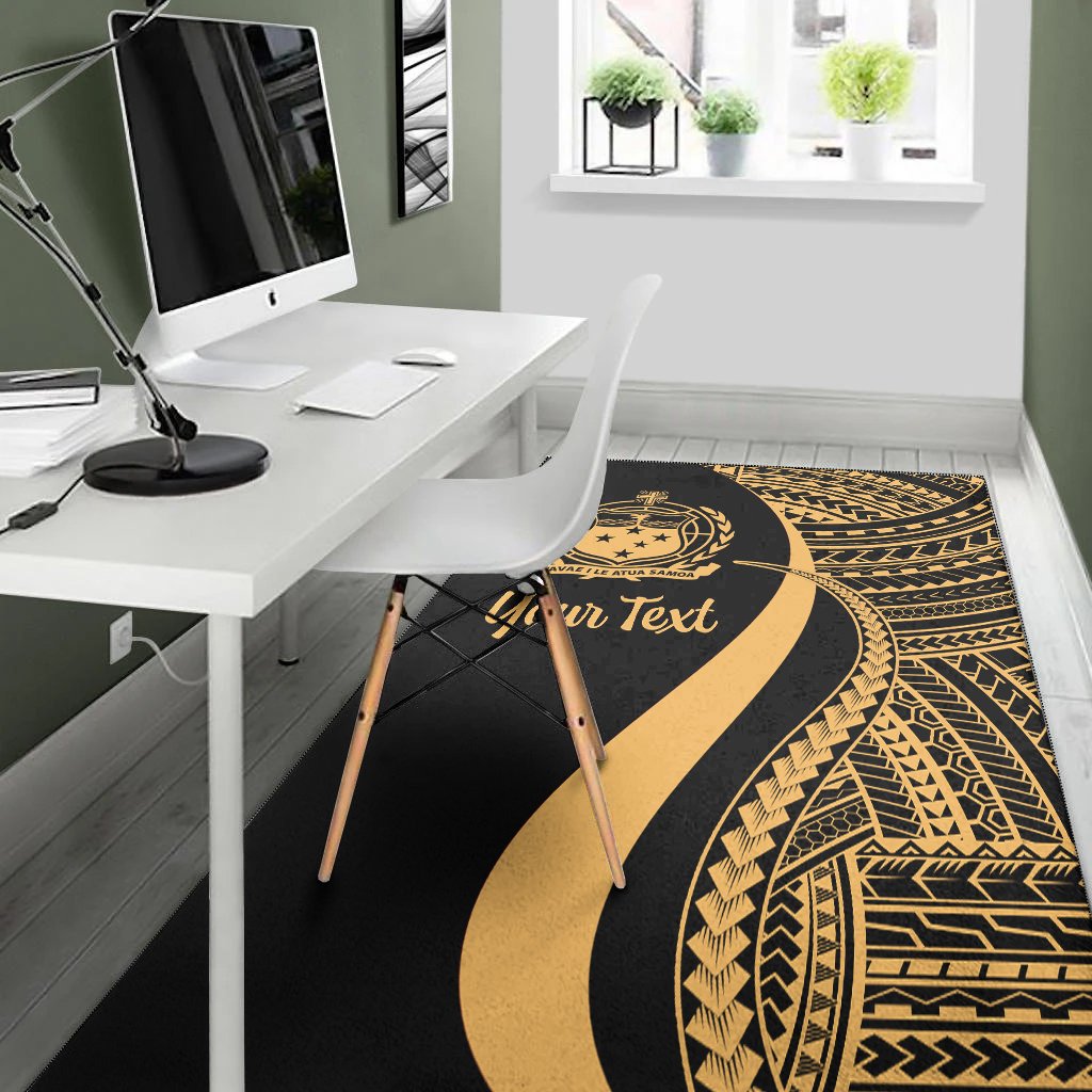 Samoa Custom Personalised Area Rug - Gold Polynesian Tentacle Tribal Pattern-Myprintsy
