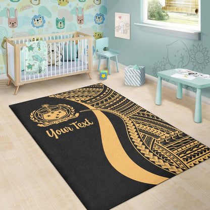 Samoa Custom Personalised Area Rug - Gold Polynesian Tentacle Tribal Pattern-Myprintsy