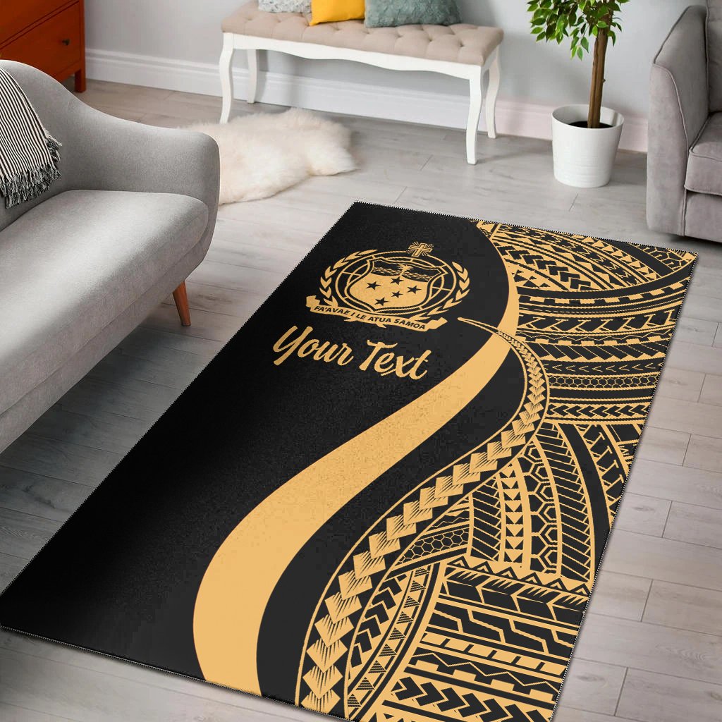 Samoa Custom Personalised Area Rug - Gold Polynesian Tentacle Tribal Pattern-Myprintsy