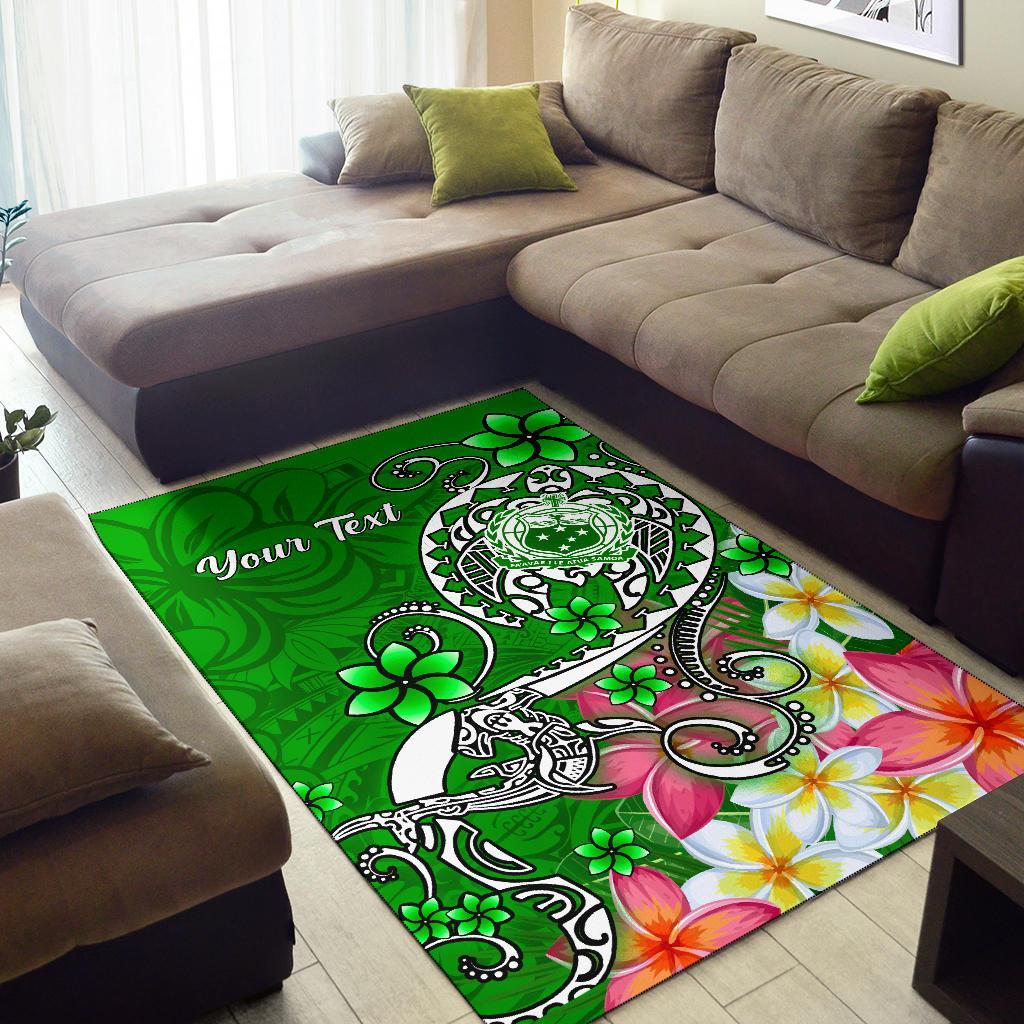 Samoa Custom Personalised Area Rug - Turtle Plumeria (Green)-Myprintsy