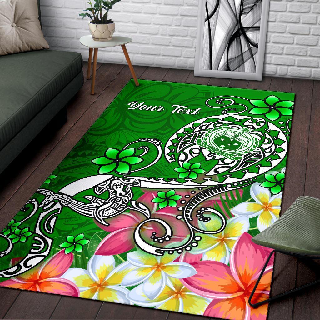 Samoa Custom Personalised Area Rug - Turtle Plumeria (Green)-Myprintsy