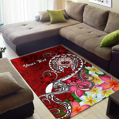 Samoa Custom Personalised Area Rug - Turtle Plumeria (Red)-Myprintsy