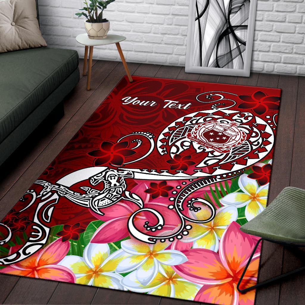 Samoa Custom Personalised Area Rug - Turtle Plumeria (Red)-Myprintsy