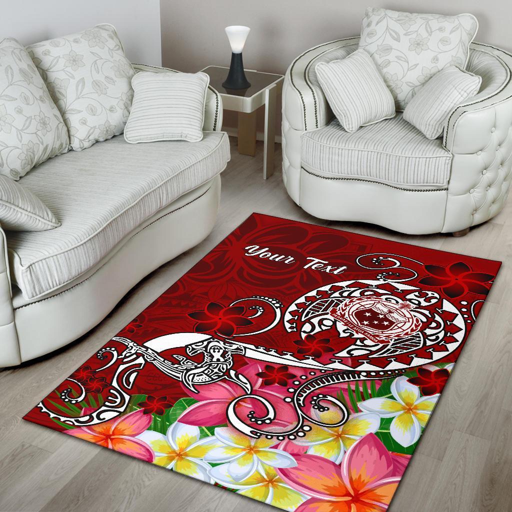 Samoa Custom Personalised Area Rug - Turtle Plumeria (Red)-Myprintsy