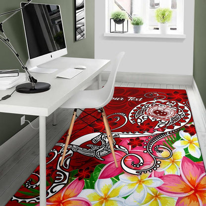 Samoa Custom Personalised Area Rug - Turtle Plumeria (Red)-Myprintsy