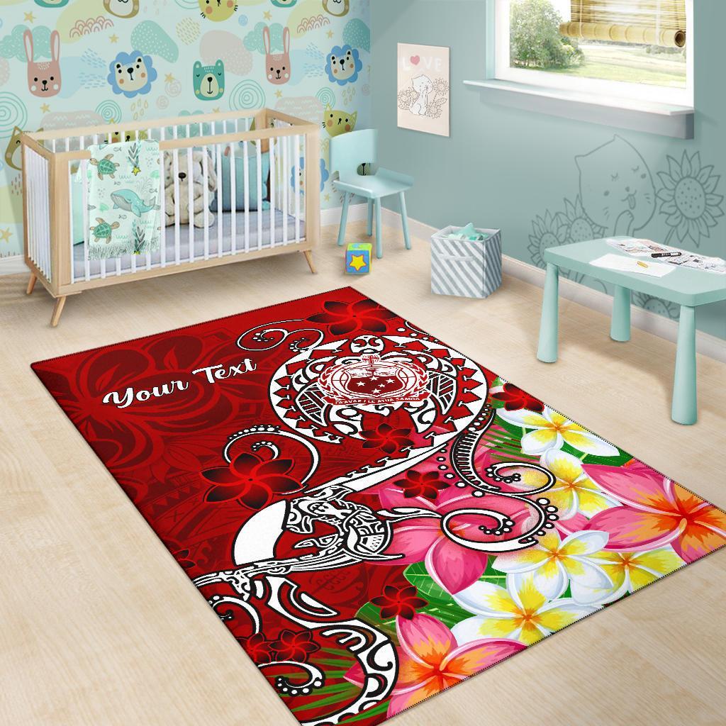 Samoa Custom Personalised Area Rug - Turtle Plumeria (Red)-Myprintsy