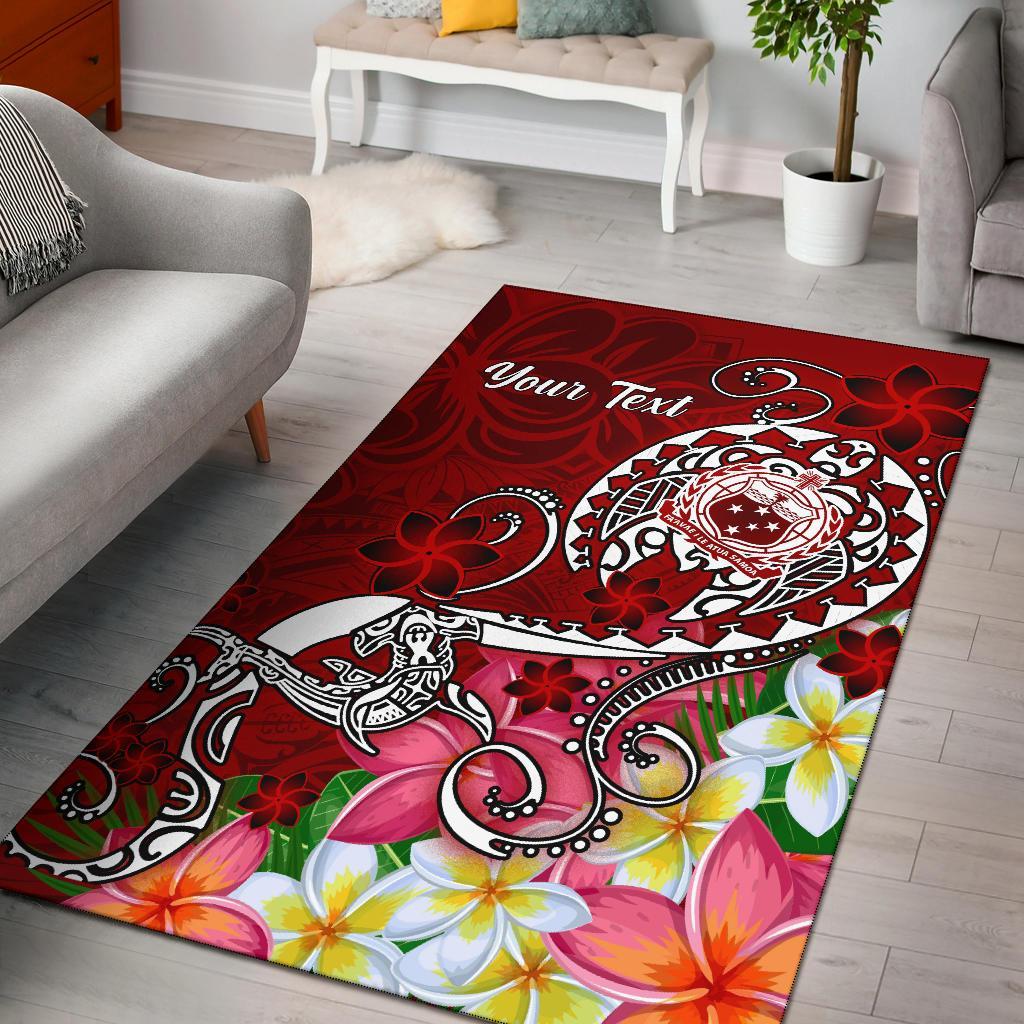 Samoa Custom Personalised Area Rug - Turtle Plumeria (Red)-Myprintsy