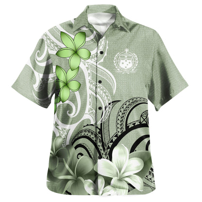 Samoa Custom Personalised Hawaiian Shirt Polynesian Floral Spirit Sage Green-Myprintsy