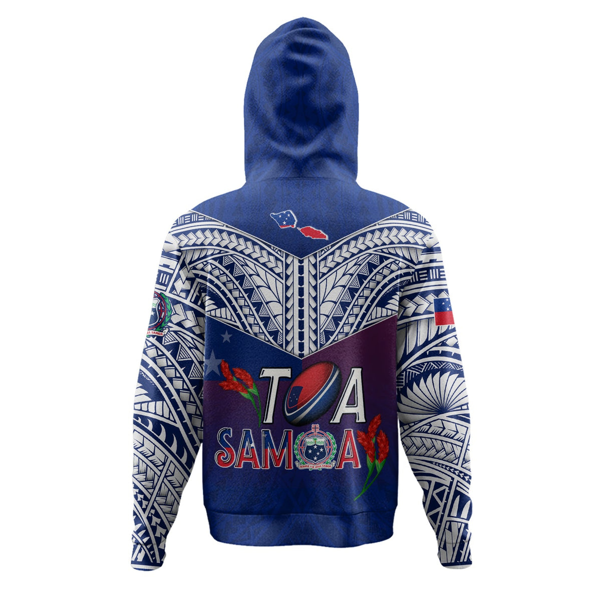 Samoa Custom Personalised Hoodie Toa Samoa Teuilia Flowers Style-Myprintsy