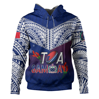 Samoa Custom Personalised Hoodie Toa Samoa Teuilia Flowers Style-Myprintsy