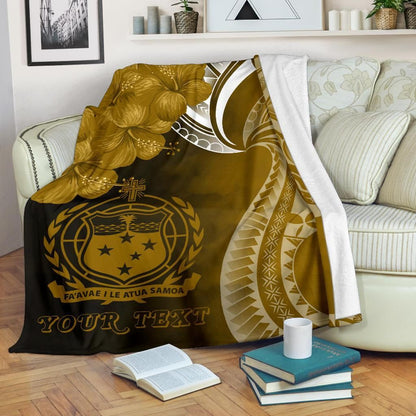 Samoa Custom Personalised Premium Blanket - Samoa Seal Wave Style (Gold)-Myprintsy