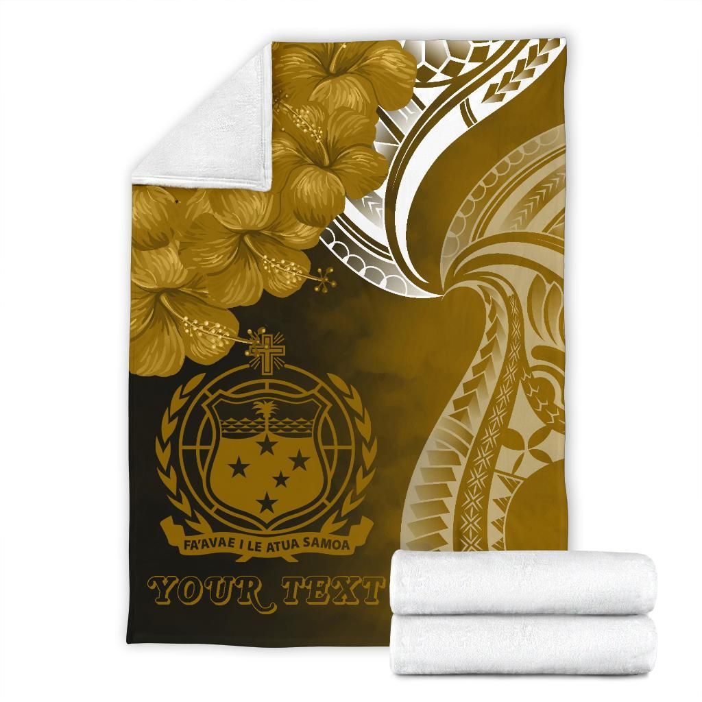 Samoa Custom Personalised Premium Blanket - Samoa Seal Wave Style (Gold)-Myprintsy