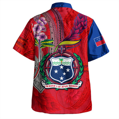 Samoa Hawaiian Shirt Samoa Flag With Seal Teuilia Flowers Tradition Patterns-Myprintsy