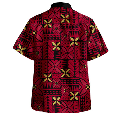 Samoa Hawaiian Shirt Siapo Design Tribal Pattern Red-Myprintsy