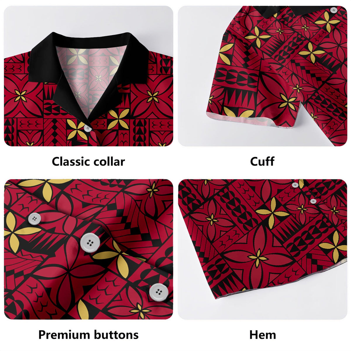 Samoa Hawaiian Shirt Siapo Design Tribal Pattern Red-Myprintsy
