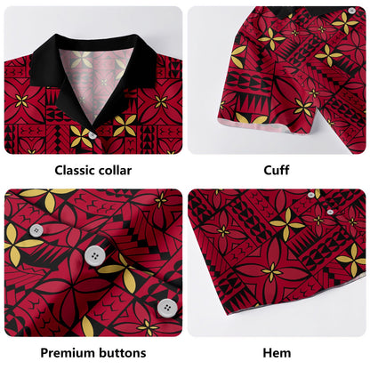 Samoa Hawaiian Shirt Siapo Design Tribal Pattern Red-Myprintsy