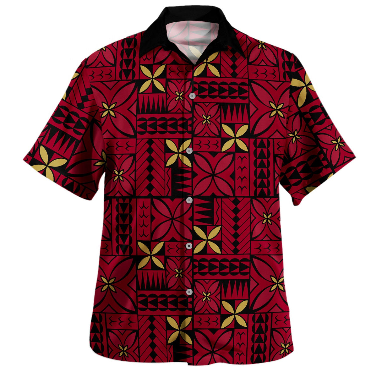 Samoa Hawaiian Shirt Siapo Design Tribal Pattern Red-Myprintsy