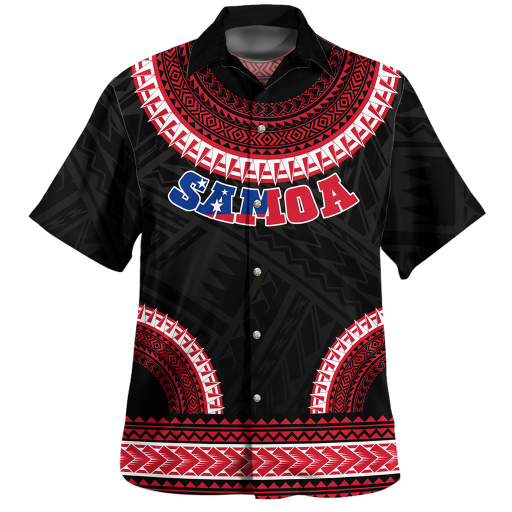 Samoa Hawaiian Shirt Tribal Pattern Flag Coat Of Arms Circle-Myprintsy