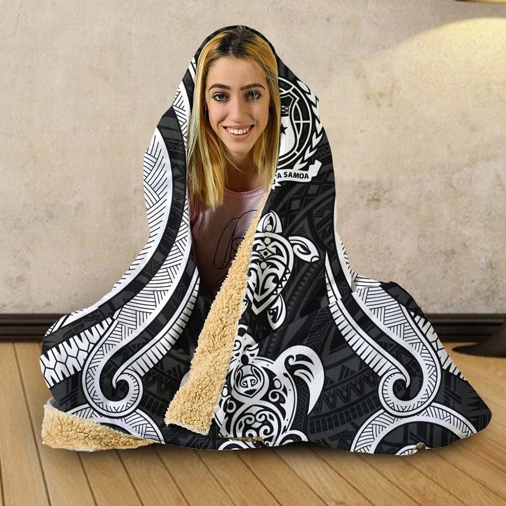 Samoa Hooded Blanket - White Tentacle Turtle-Myprintsy