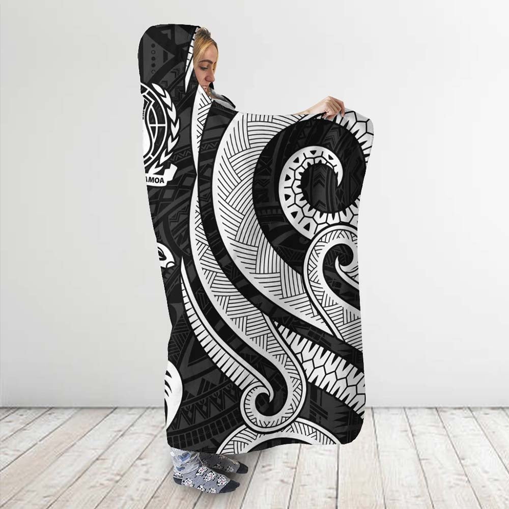 Samoa Hooded Blanket - White Tentacle Turtle-Myprintsy