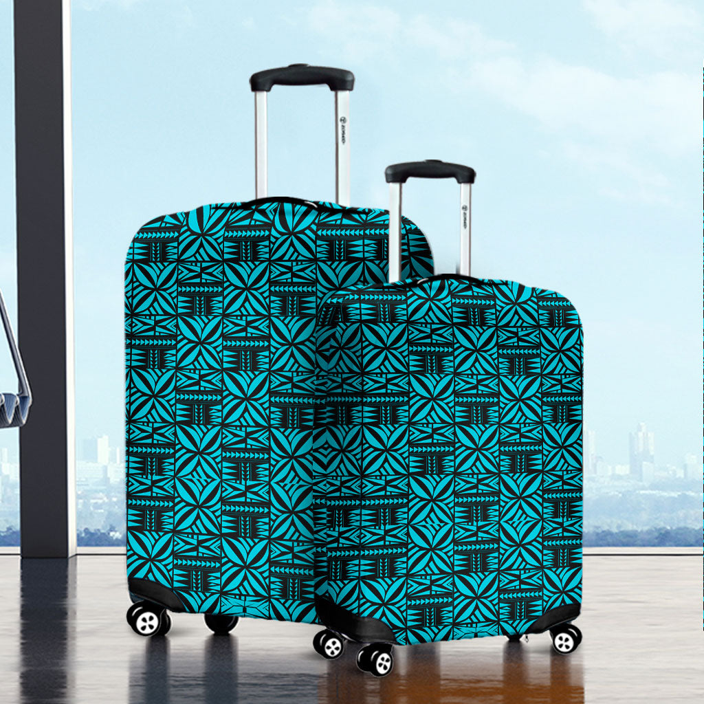 Samoa Luggage Cover Design Stretch Print Fabric Turquoise