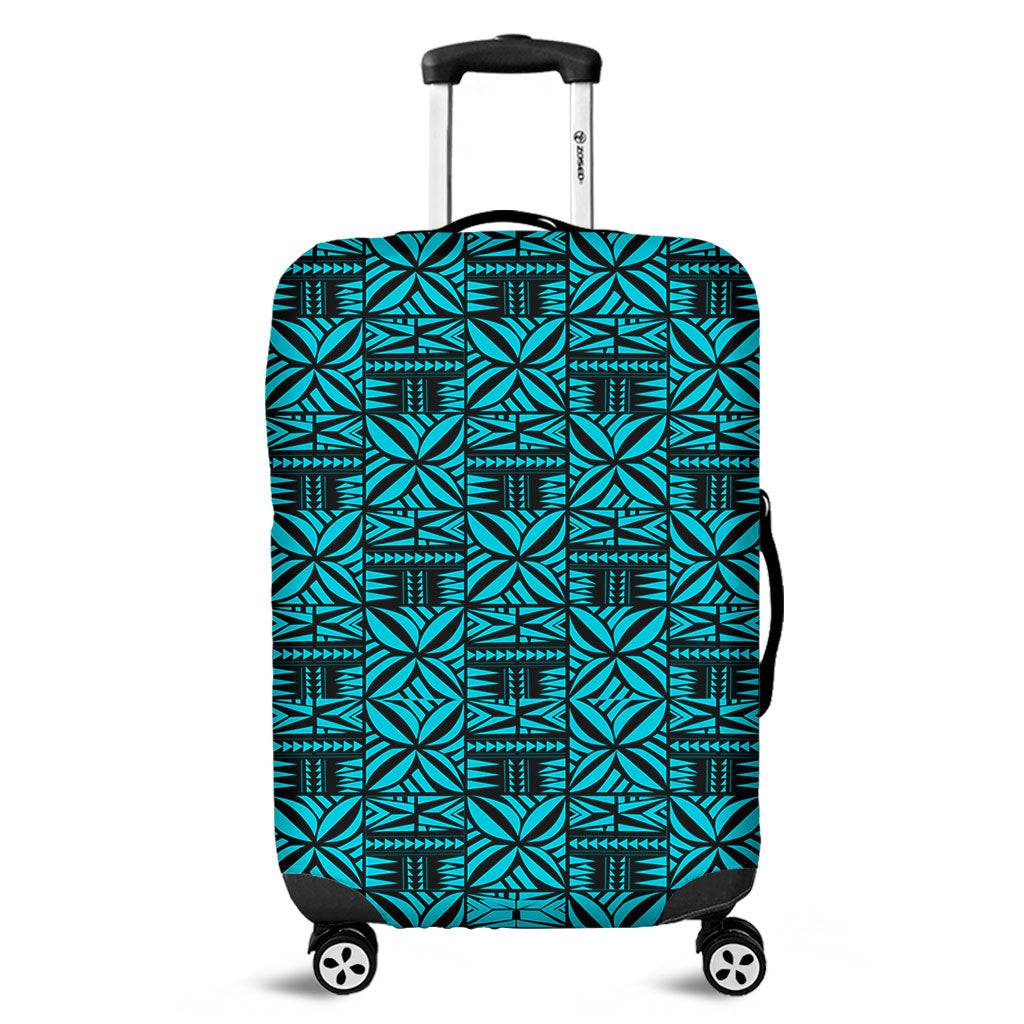 Samoa Luggage Cover Design Stretch Print Fabric Turquoise