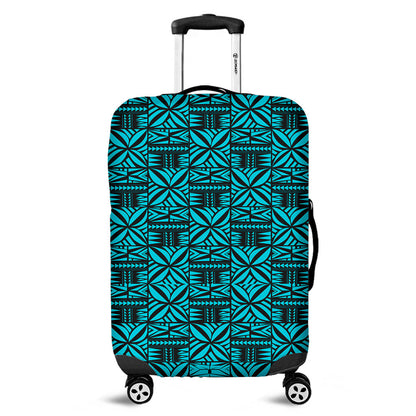 Samoa Luggage Cover Design Stretch Print Fabric Turquoise