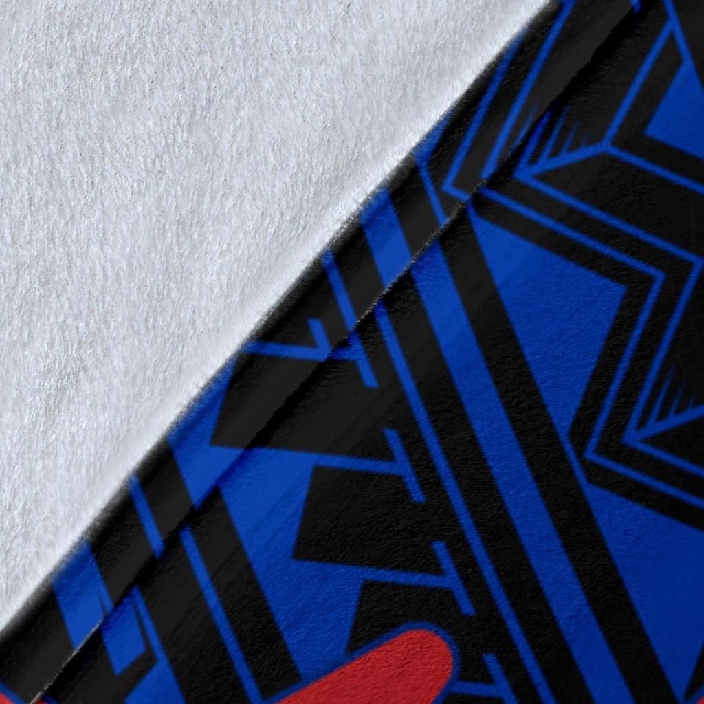 Samoa Personalised Premium Blanket - Samoa Seal With Polynesian Patterns In Heartbeat Style (Blue)-Myprintsy