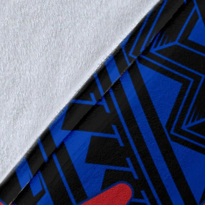 Samoa Personalised Premium Blanket - Samoa Seal With Polynesian Patterns In Heartbeat Style (Blue)-Myprintsy