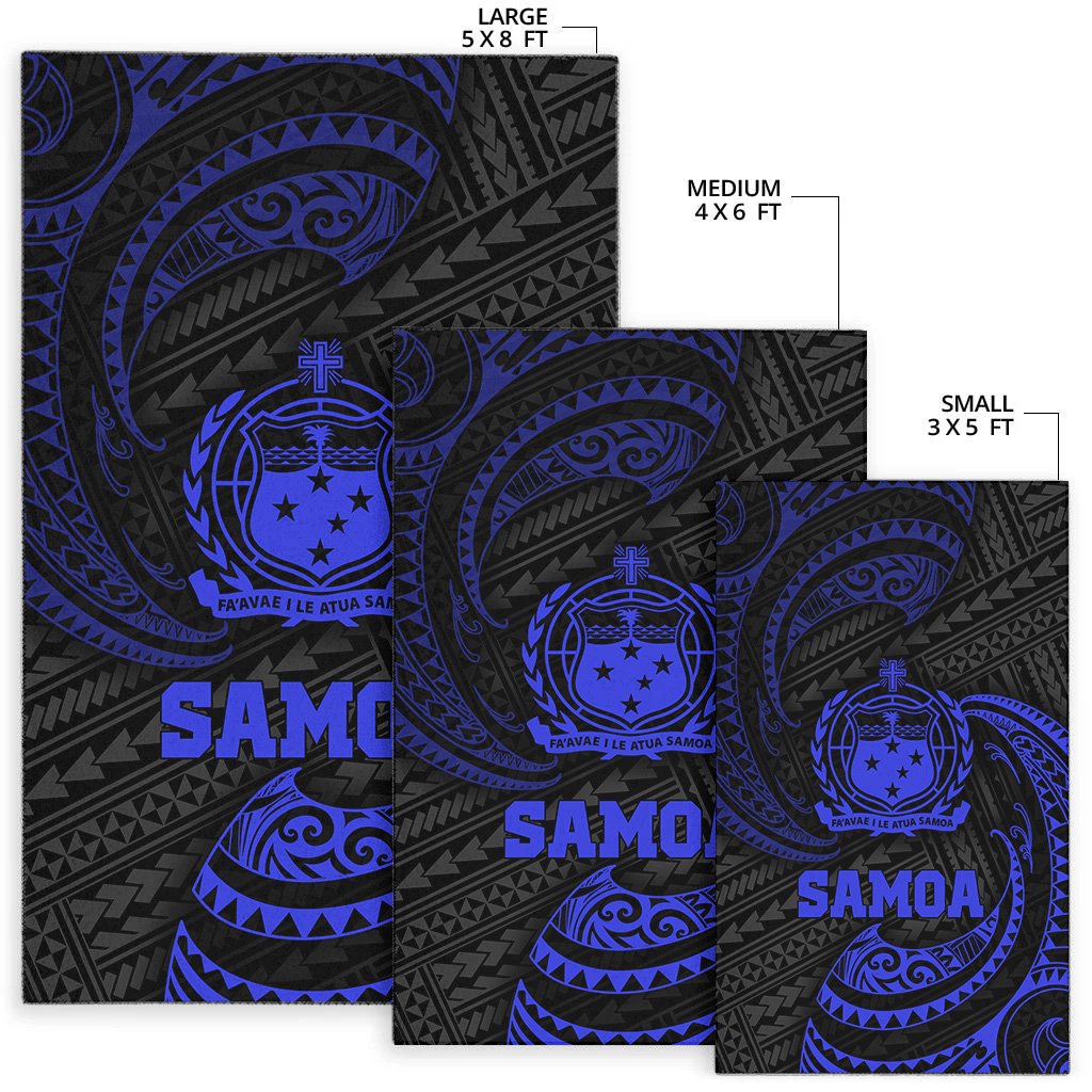 Samoa Polynesian Area Rug - Blue Tribal Wave-Myprintsy