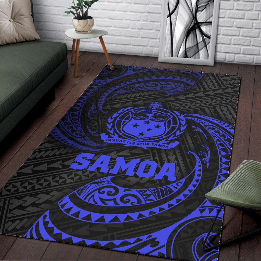 Samoa Polynesian Area Rug - Blue Tribal Wave-Myprintsy