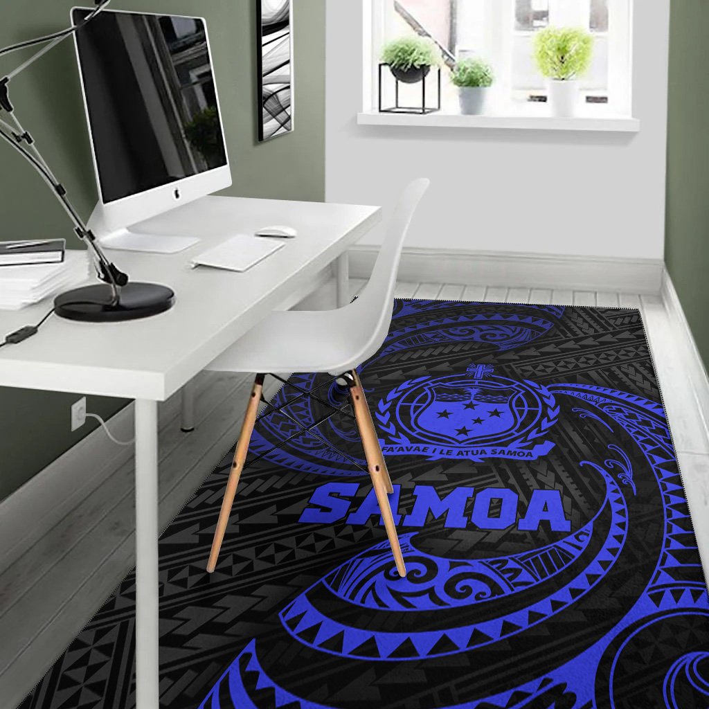 Samoa Polynesian Area Rug - Blue Tribal Wave-Myprintsy