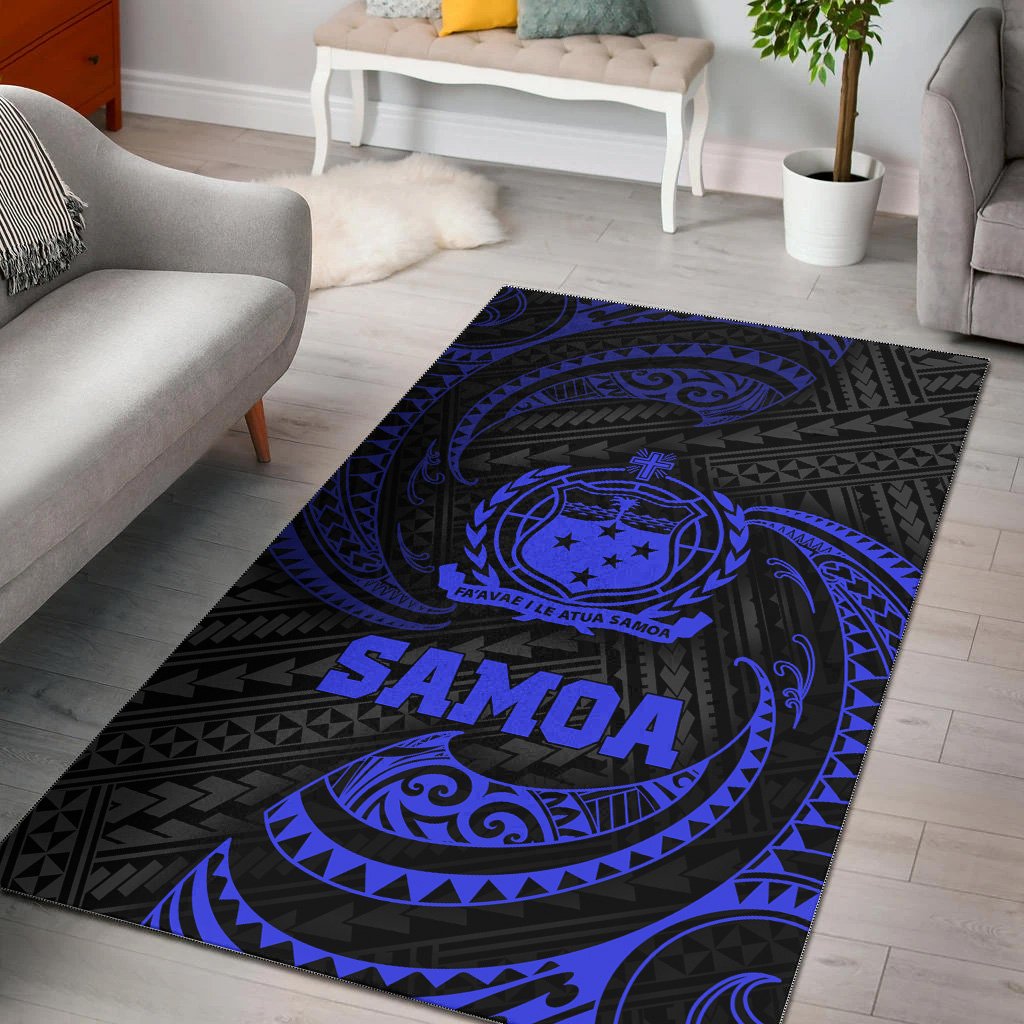 Samoa Polynesian Area Rug - Blue Tribal Wave-Myprintsy