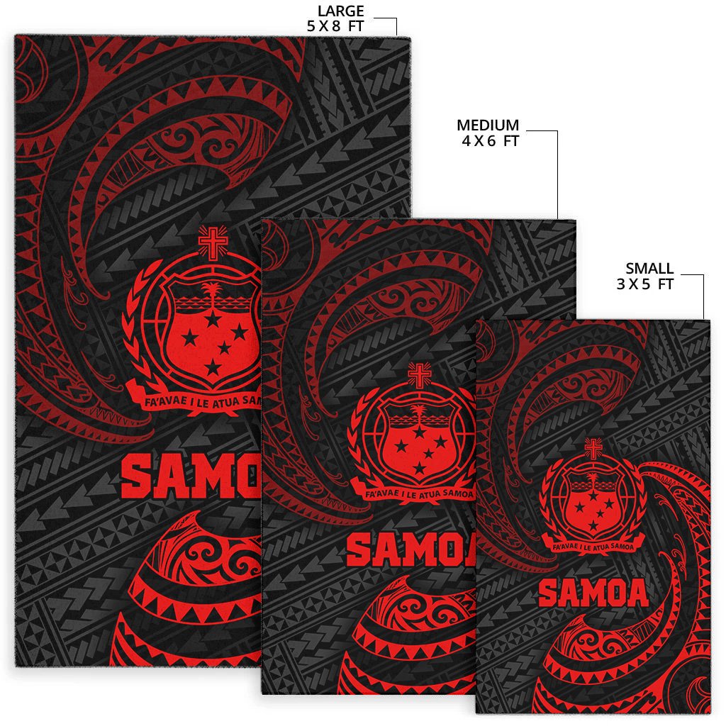 Samoa Polynesian Area Rug - Red Tribal Wave-Myprintsy