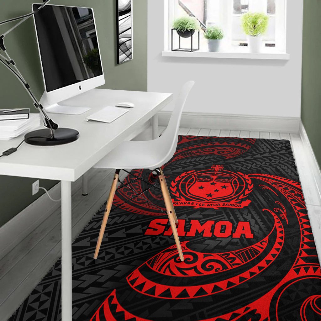 Samoa Polynesian Area Rug - Red Tribal Wave-Myprintsy