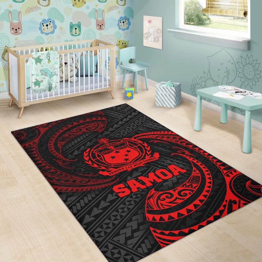 Samoa Polynesian Area Rug - Red Tribal Wave-Myprintsy
