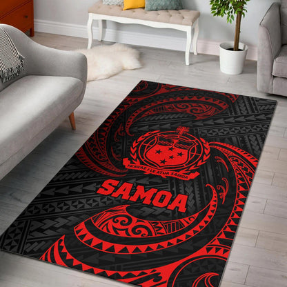 Samoa Polynesian Area Rug - Red Tribal Wave-Myprintsy