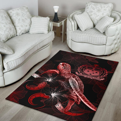 Samoa Polynesian Area Rugs - Turtle With Blooming Hibiscus Red-Myprintsy