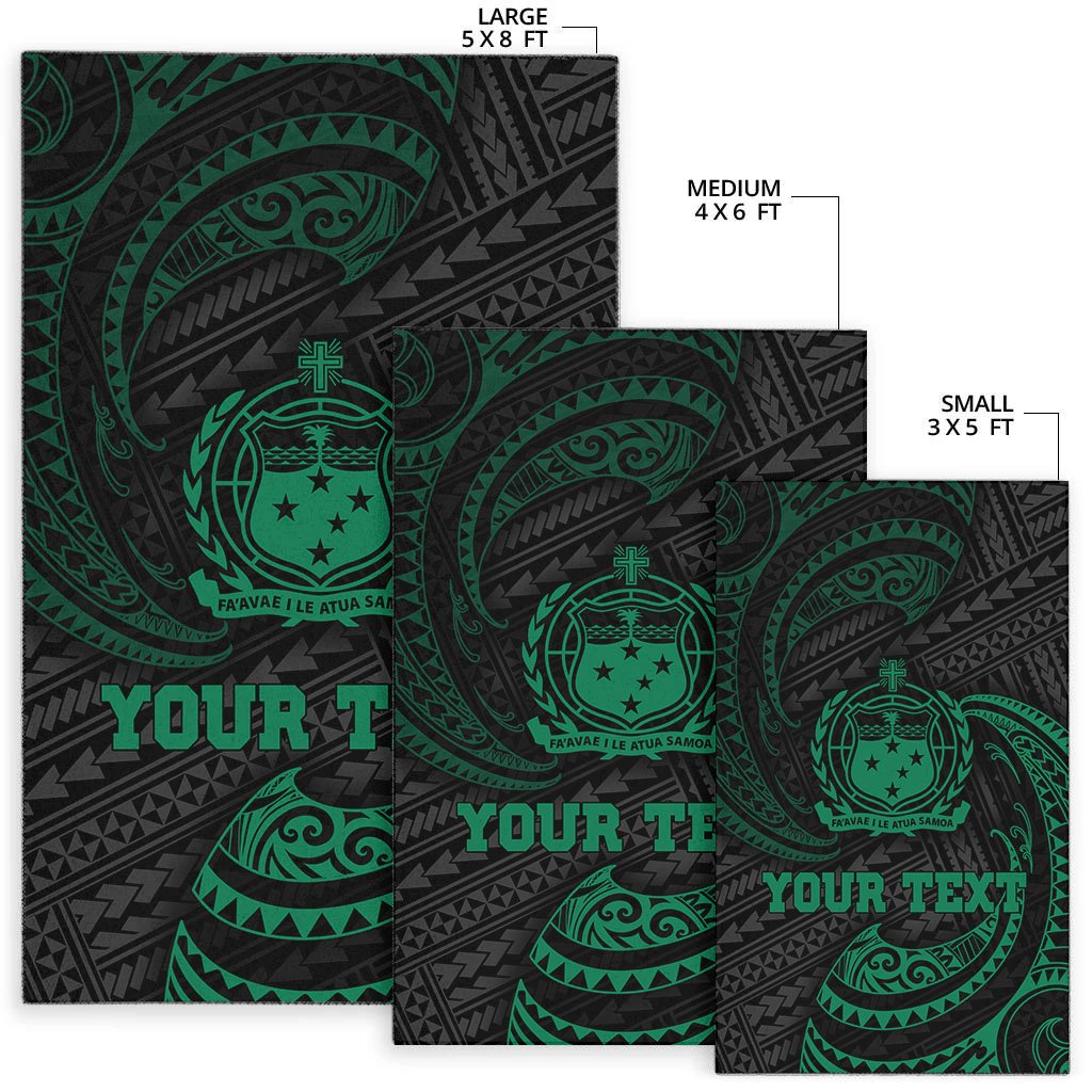 Samoa Polynesian Custom Personalised Area Rug - Green Tribal Wave-Myprintsy