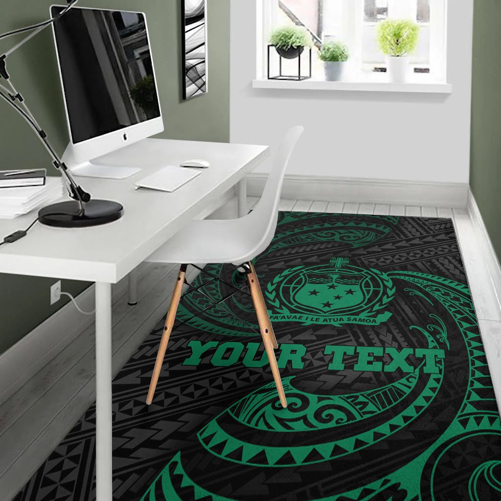 Samoa Polynesian Custom Personalised Area Rug - Green Tribal Wave-Myprintsy