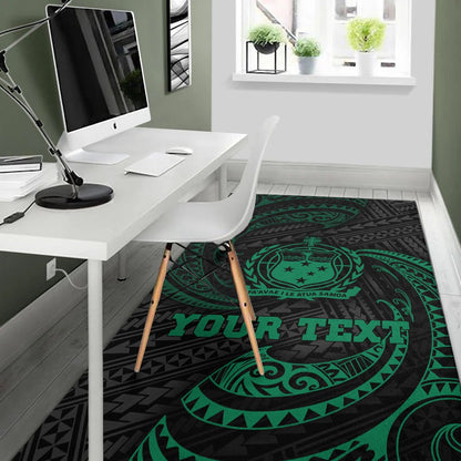 Samoa Polynesian Custom Personalised Area Rug - Green Tribal Wave-Myprintsy