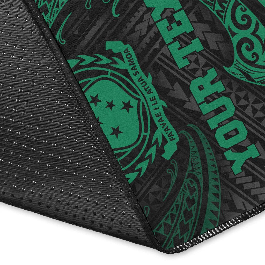 Samoa Polynesian Custom Personalised Area Rug - Green Tribal Wave-Myprintsy