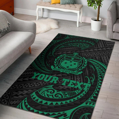 Samoa Polynesian Custom Personalised Area Rug - Green Tribal Wave-Myprintsy