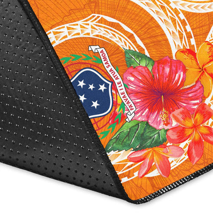 Samoa Polynesian Custom Personalised Area Rug - Orange Floral With Seal-Myprintsy