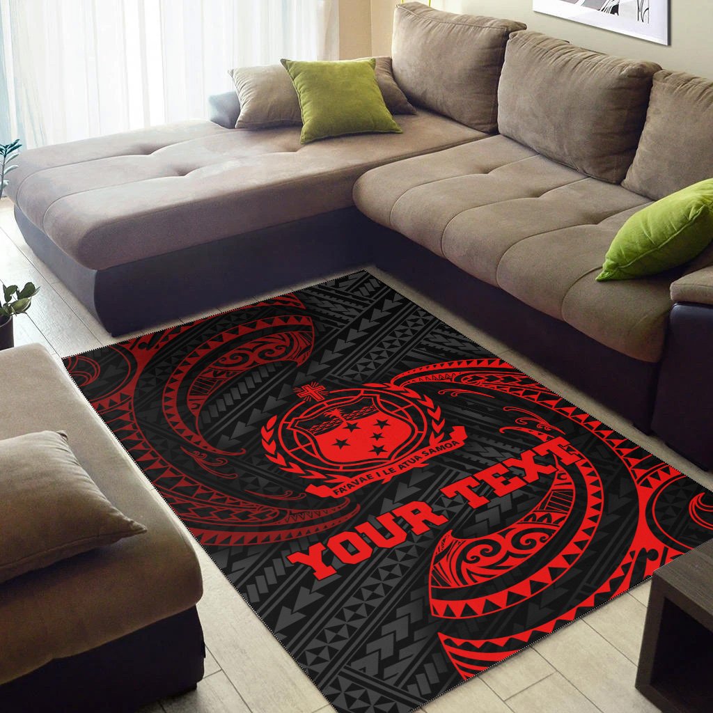 Samoa Polynesian Custom Personalised Area Rug - Red Tribal Wave-Myprintsy